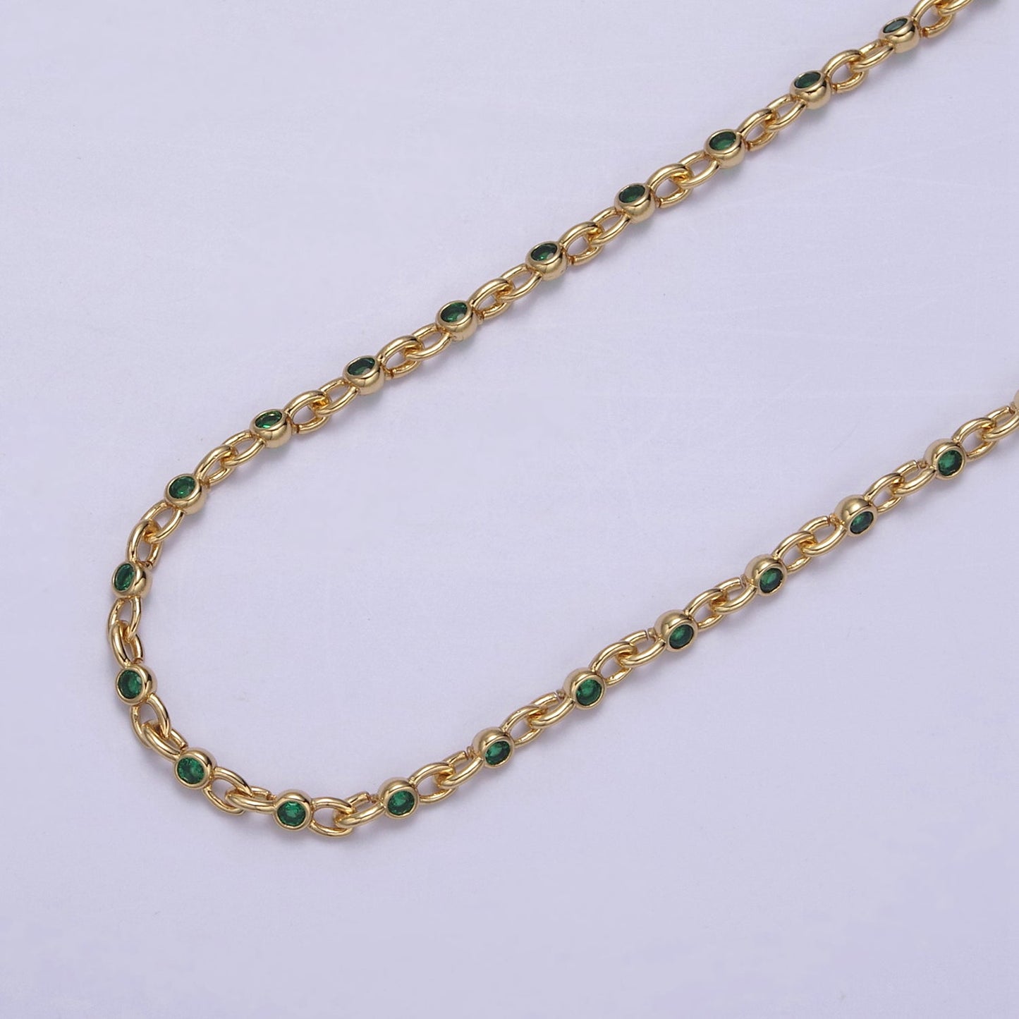 Mini 24k Gold Filled Chain Round CZ Chain by Foot / Yard Bulk Chain Round Bezel Cut Cubic Chains 2.5mm CZ Chain Unsoldered | ROLL-750 ROLL-753 Clearance Pricing