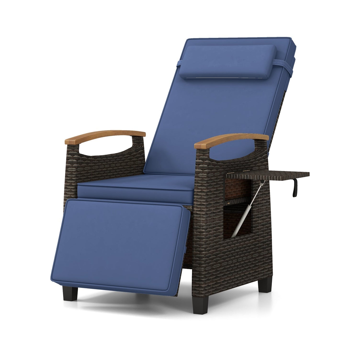 Patio Wicker Recliner Chair with Adjustable Backrest and Footrest