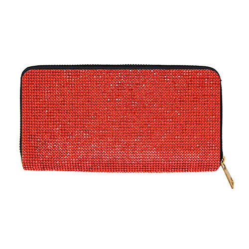 Crystal Rhinestone Pave Zipper Wallet