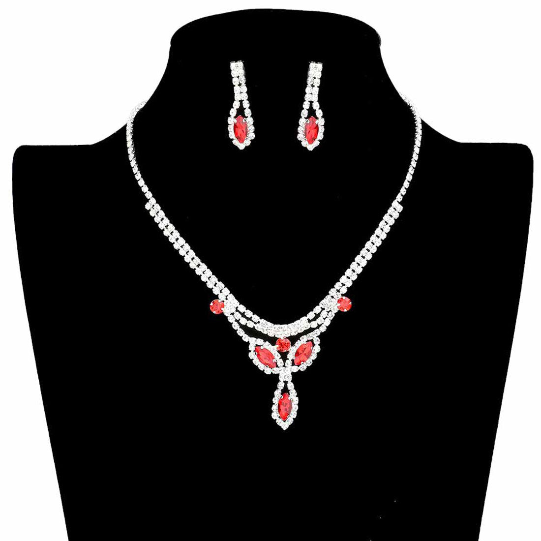 Marquise Stone Accented Rhinestone Pave Necklace