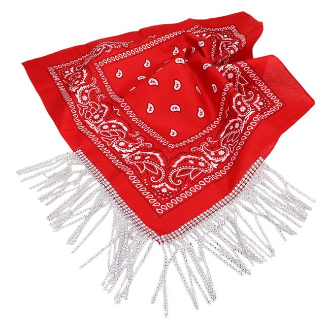 Women's Rhinestone Like Fringe Cowgirl Bandana Scarf