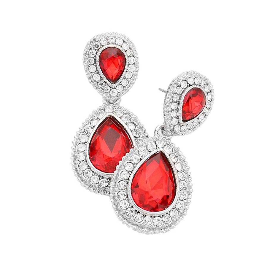 Women's Rhinestone Trim Teardrop Evening Dangle Earrings