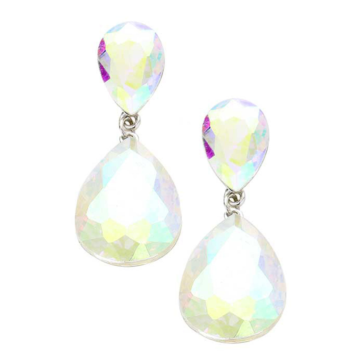 Women's Glass Crystal Teardrop Evening Dangle Earrings
