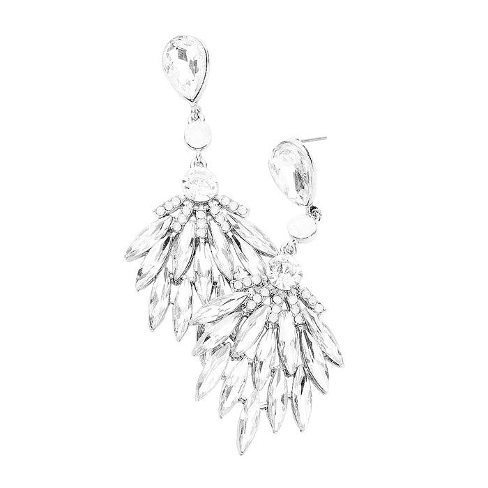 Trendy Marquise Stone Cluster Evening Earrings