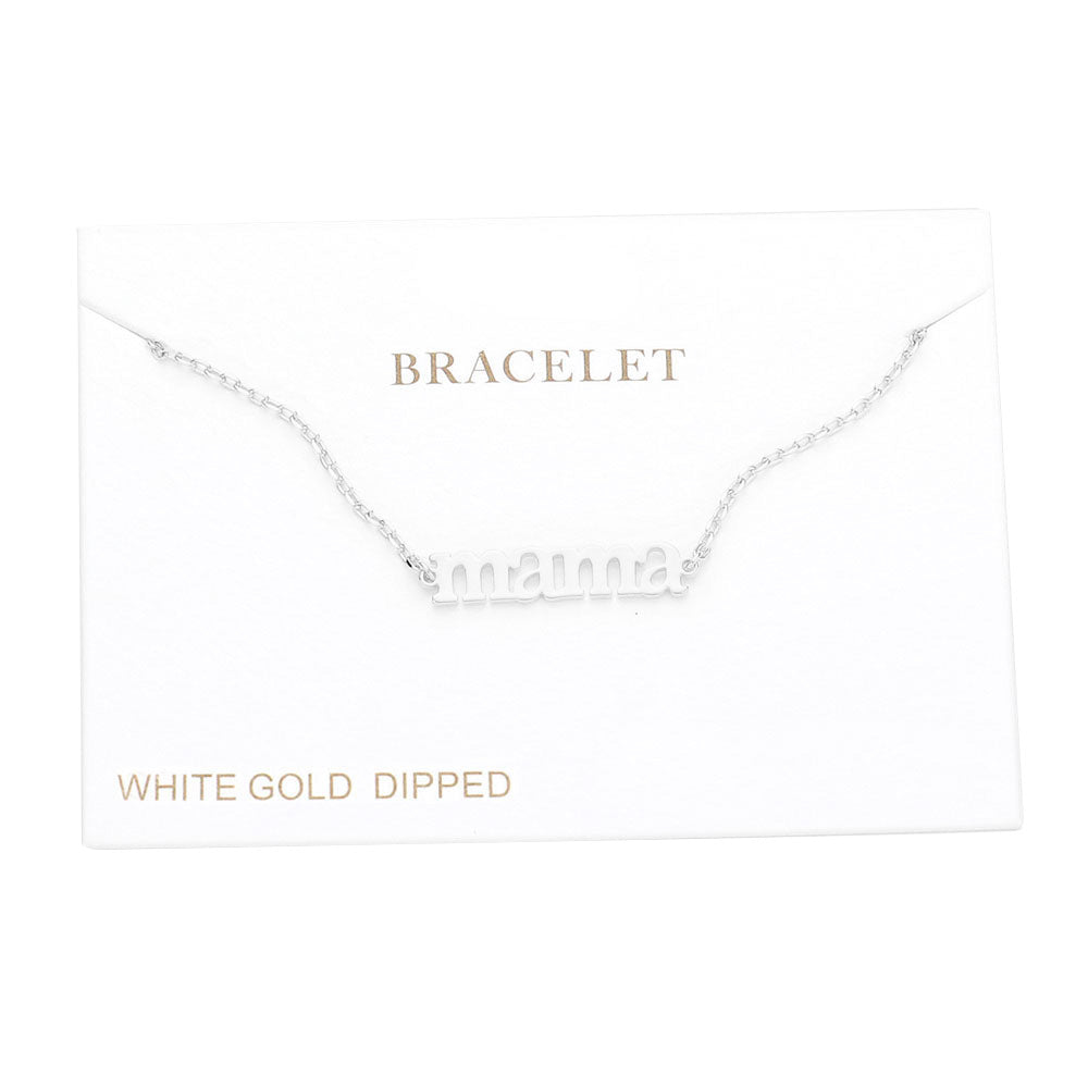 White Gold Dipped mama Metal Message Charm Bracelets