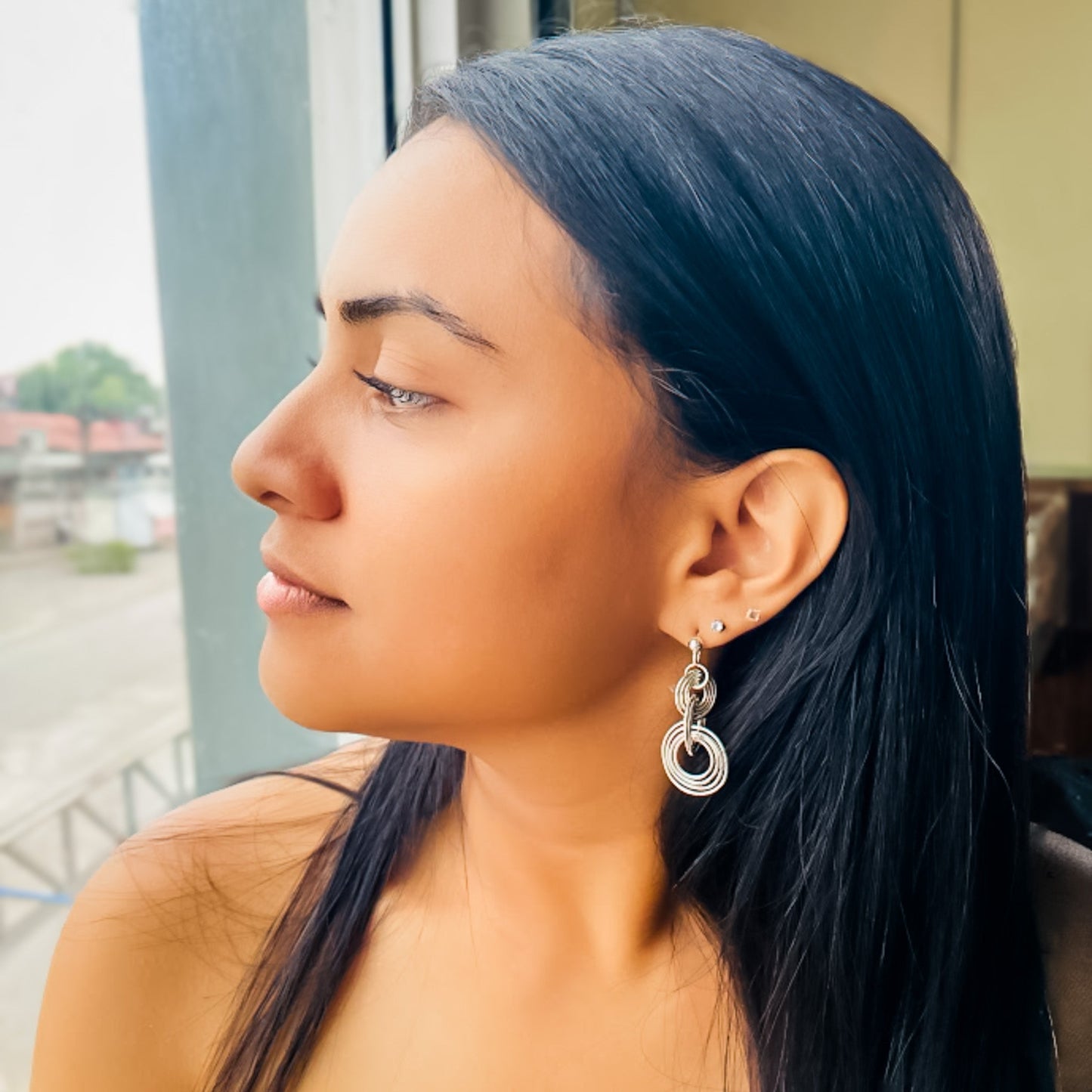 Ripple silver earrings