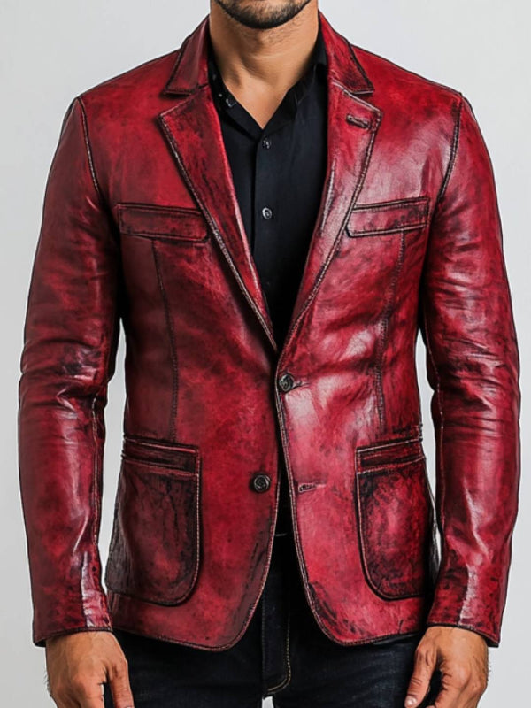 Rory Red Leather Blazer – Stylish Leather Blazer for Men