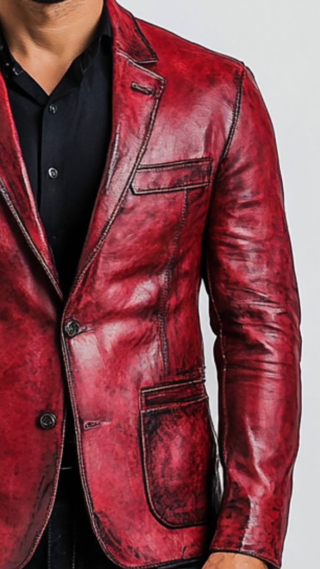 Rory Red Leather Blazer – Stylish Leather Blazer for Men