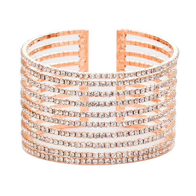 Rhinestone Pave Split Cuff Evening Bracelet