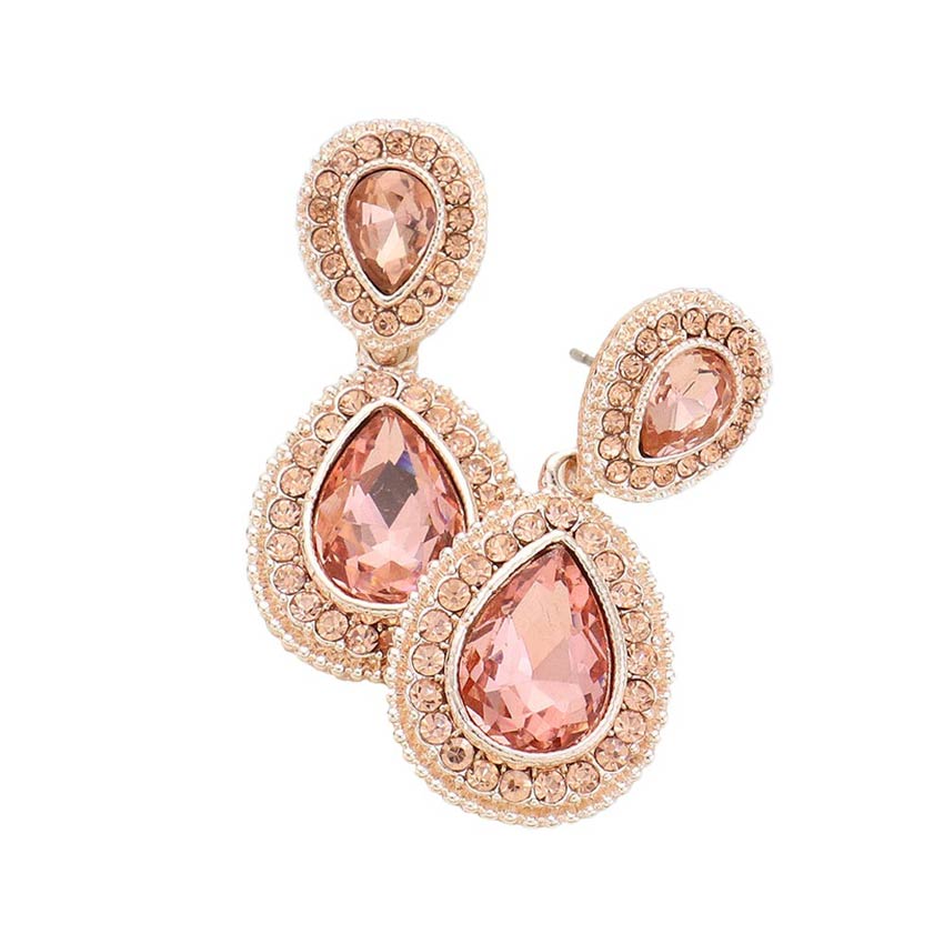 Women's Rhinestone Trim Teardrop Evening Dangle Earrings