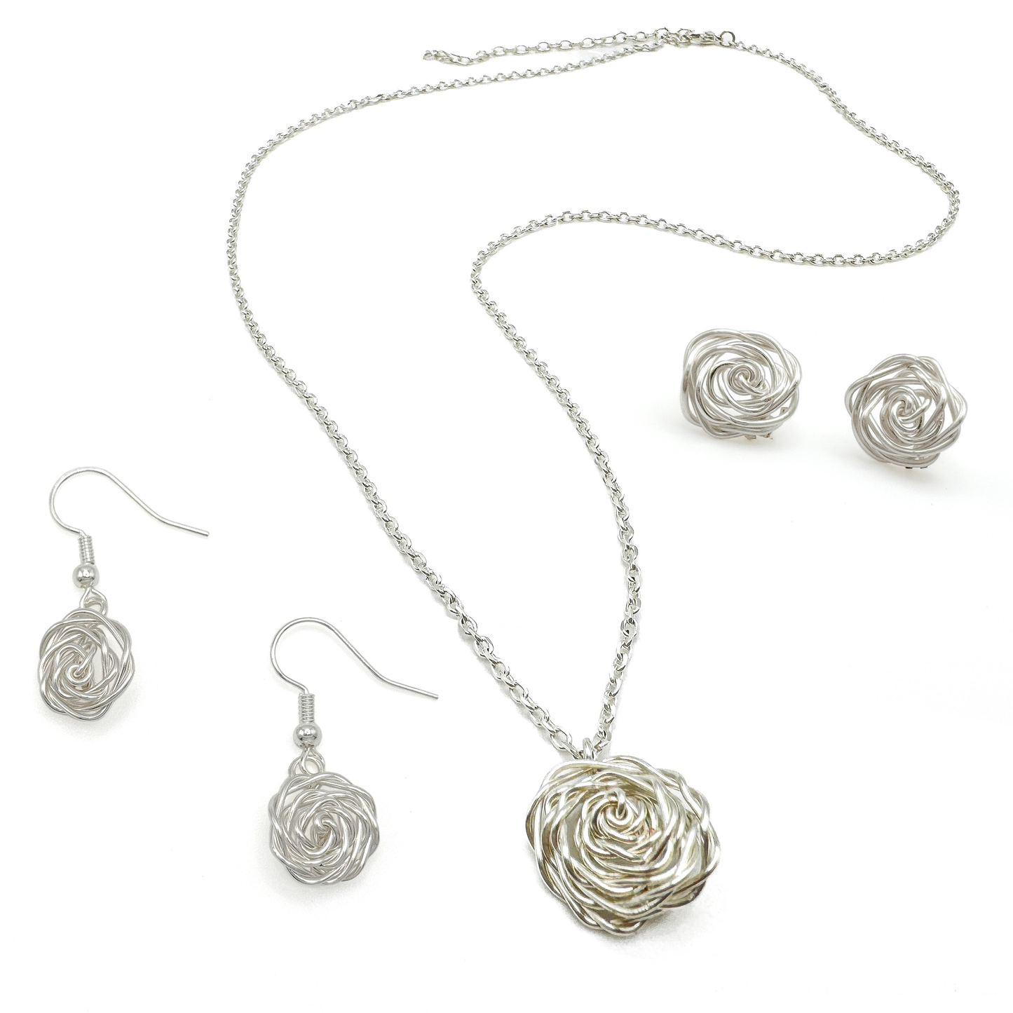 Rosette silver earrings