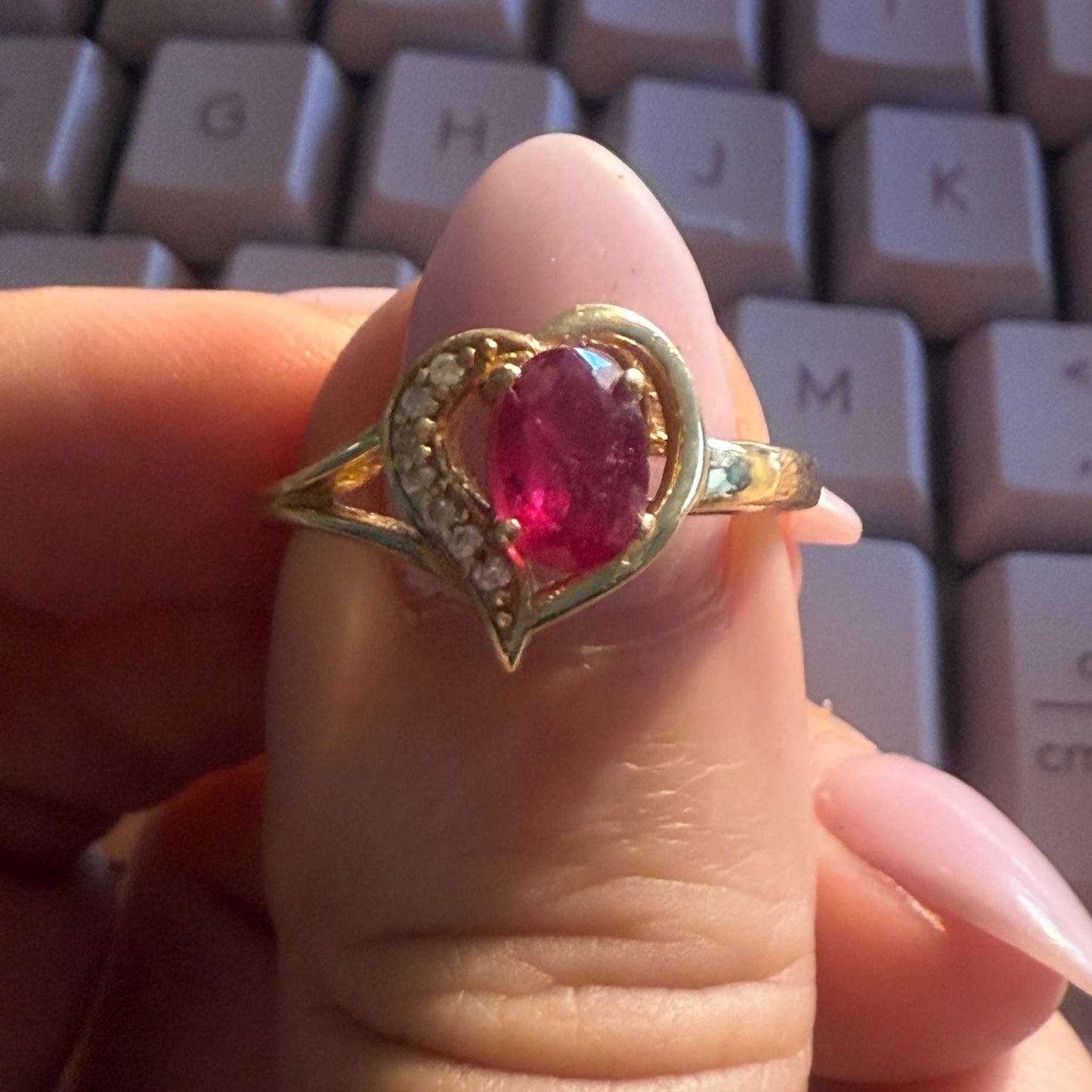 Ruby Heart Halo Ring