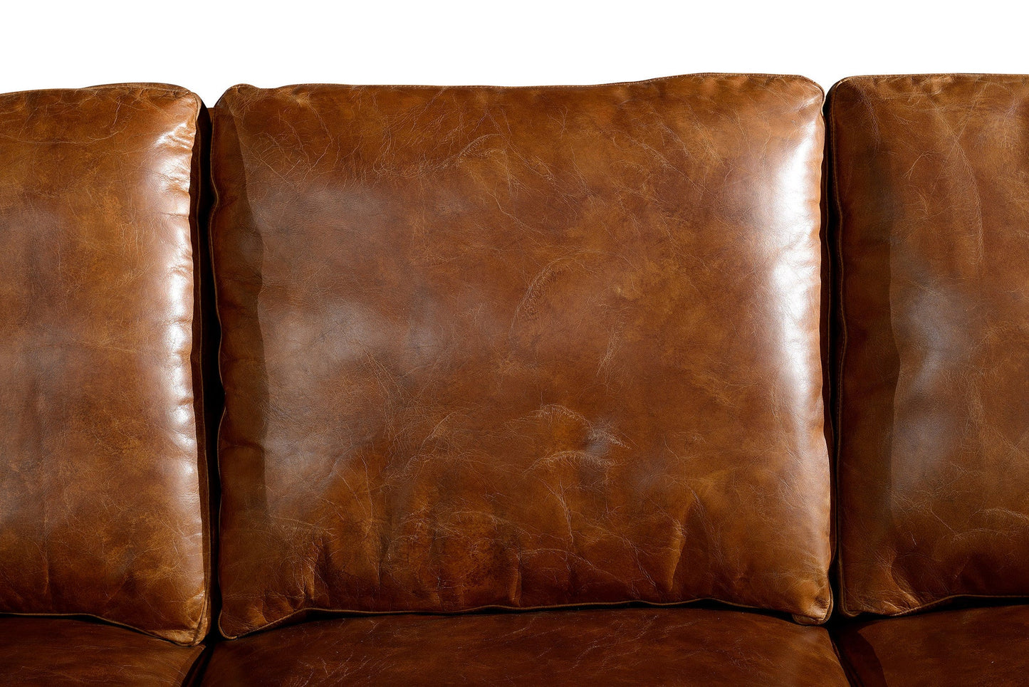 English Rolled Arm Sofa - Light Brown Leather