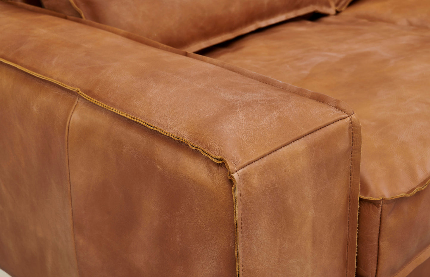 Wainscot Top Grain Leather Arm Chair - Light Chestnut