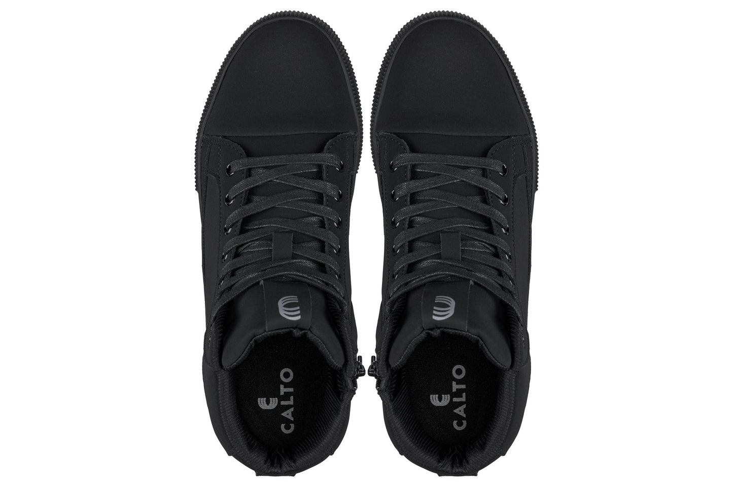 CALTO - S3421 - 2.4 Inches Taller (Black) - Cap Toe High Top Zip-Up Sneaker Boots