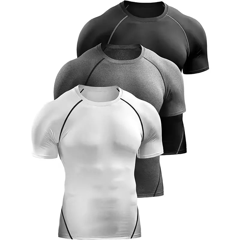 Men's Compression T-Shirt Summer Sportswear Running T shirt Elastic Quick Dry Sport Tops Tee Athletic Gym Workout T Shirts Men