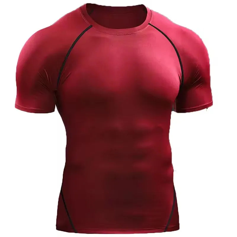 Men's Compression T-Shirt Summer Sportswear Running T shirt Elastic Quick Dry Sport Tops Tee Athletic Gym Workout T Shirts Men