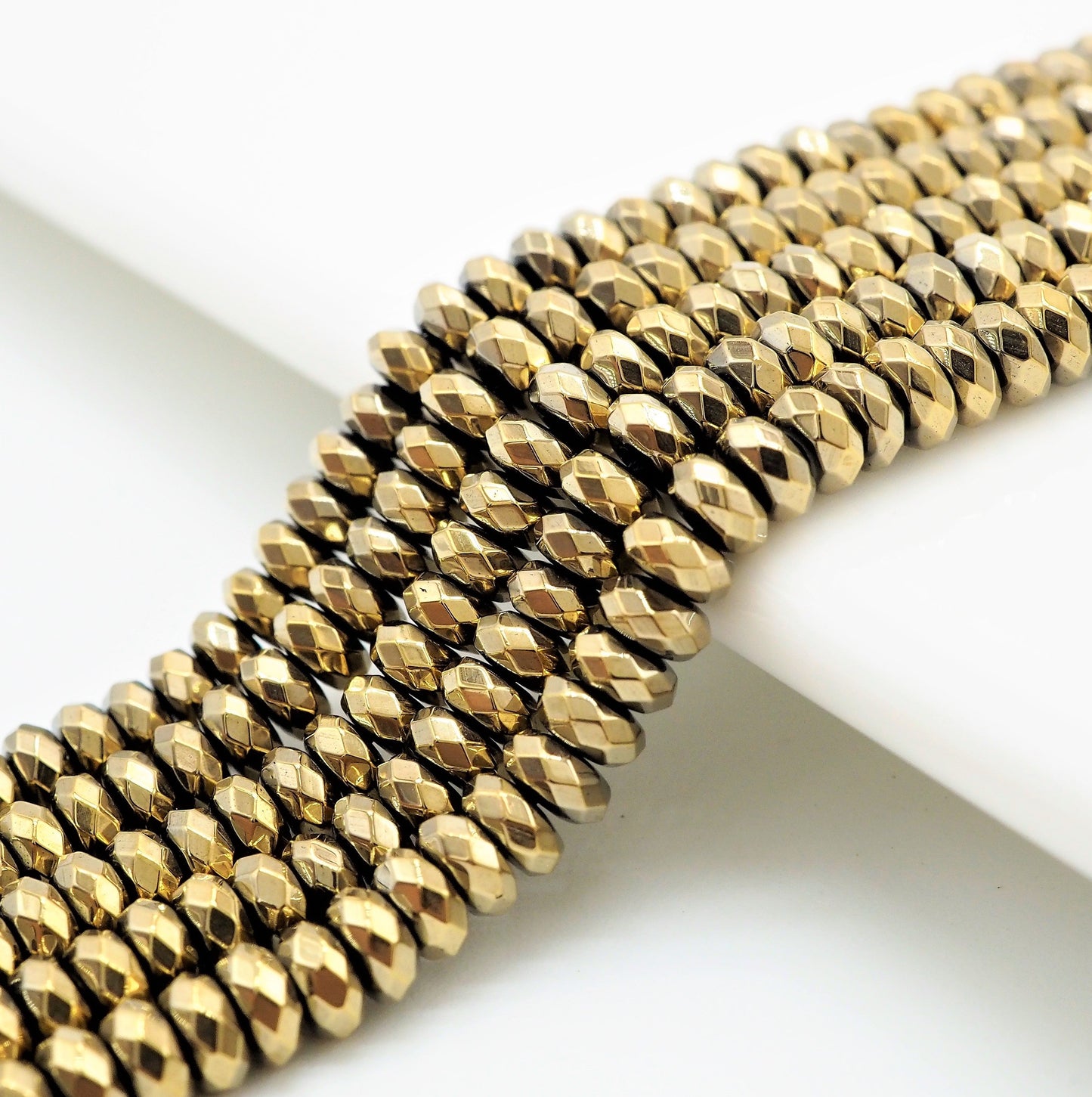 Quality Natural Pyrite Color Hematite,Rondelle Faceted Beads, sku#S95