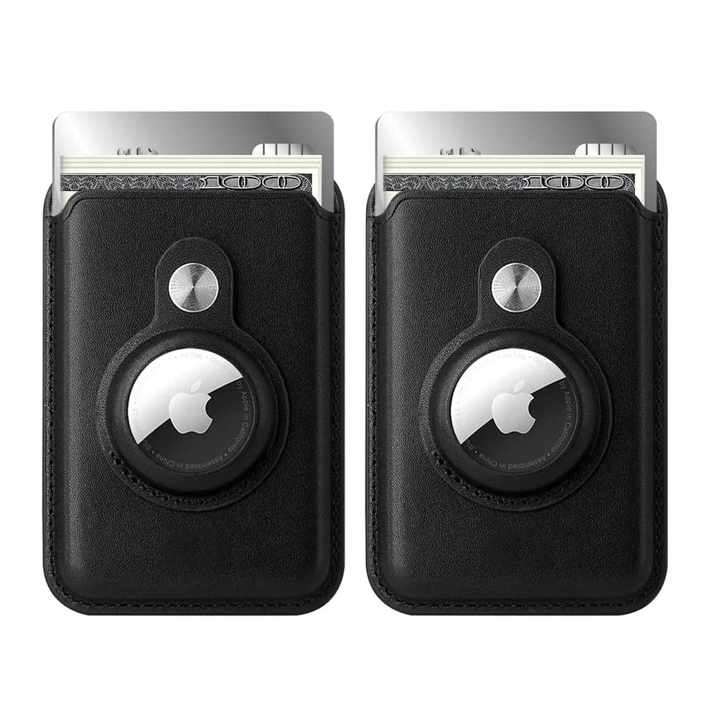 RFID Blocking Snap-On MagSafe Magnetic Card Wallet Holder Organizer With Built-In AirTag Pocket
