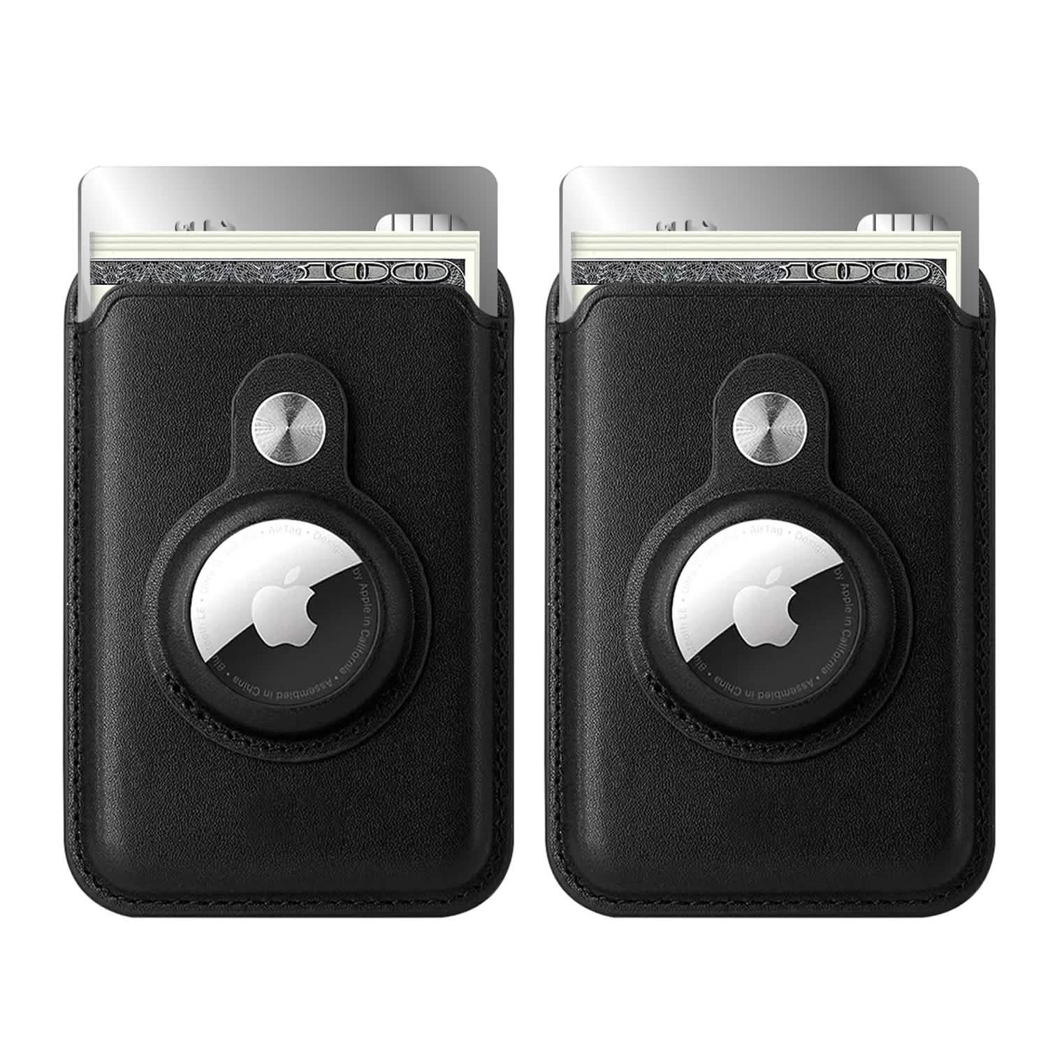 RFID Blocking Snap-On MagSafe Magnetic Card Wallet Holder Organizer With Built-In AirTag Pocket