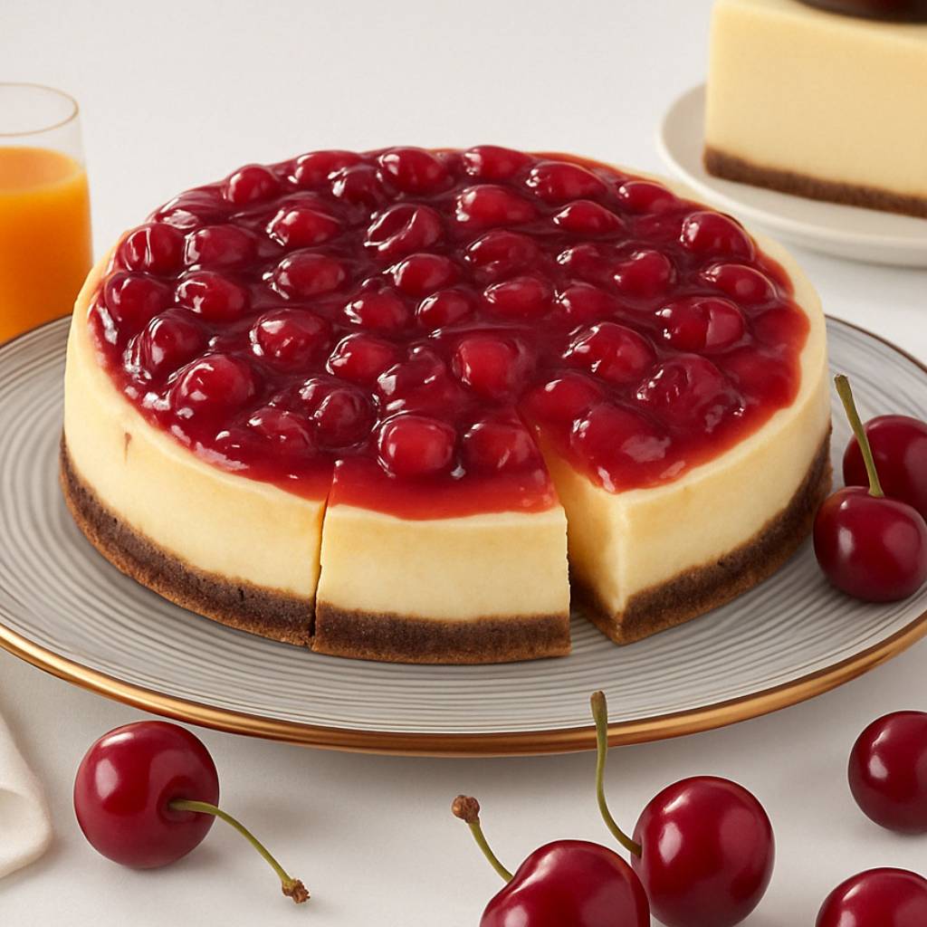 Andy Anand Traditional Cherry Cheesecake, 9-Inch, 3.4 lb – Authentic Recipe, California Cream Cheese, All-Natural, No Preservatives Gift Box
