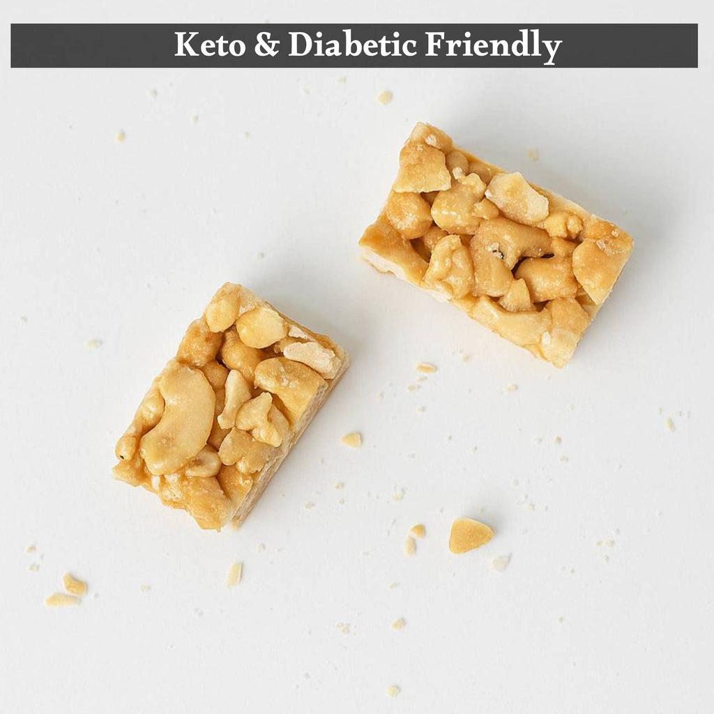 Andy Anand Sugar-Free Cashew Brittle, 7 oz – No Added Sugar, Keto-Friendly, Gluten-Free Handmade Snack, Diabetic-Friendly Birthday Gift Box