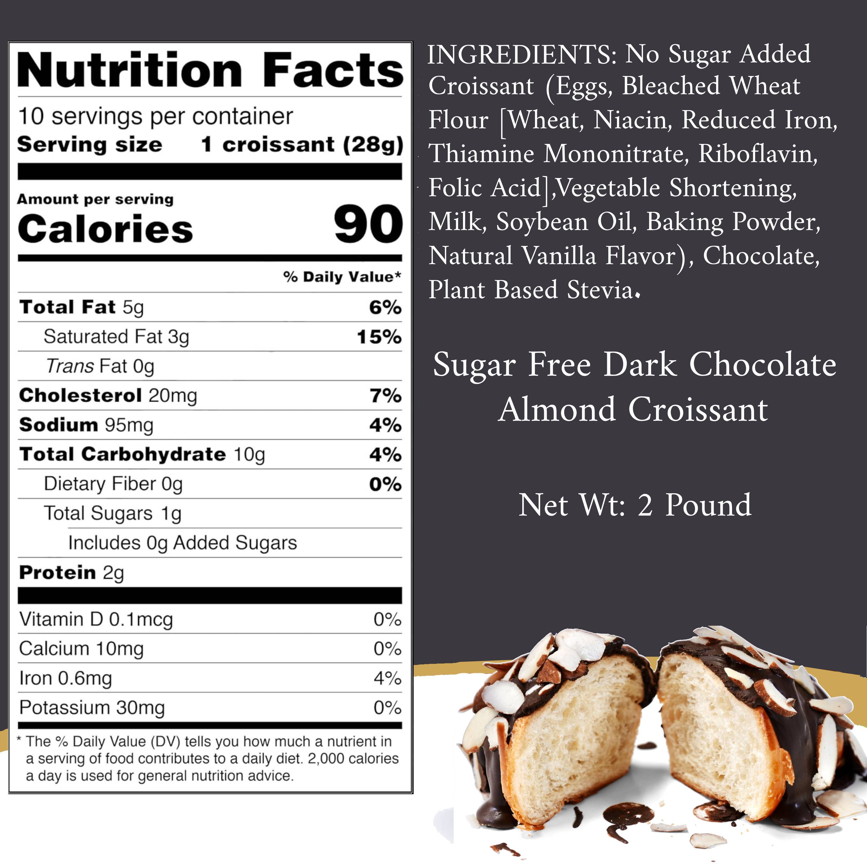 Andy Anand Sugar-Free Dark Chocolate Almond Croissant Cake, 10 pc, 2 lb – Keto & Diabetic-Friendly, Hand-Rolled, No Preservatives Gift Box