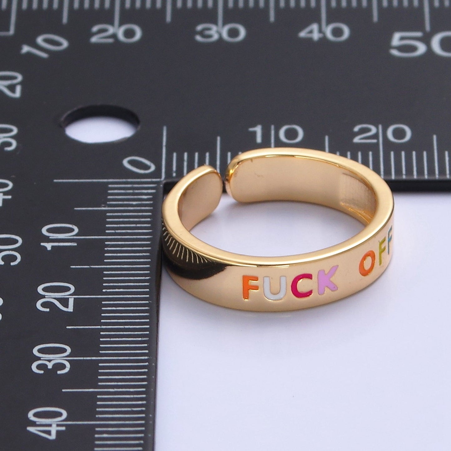 Y2K Gold Fuck Off Ring Open Adjustable Jewelry for Teenager Gift O-2204