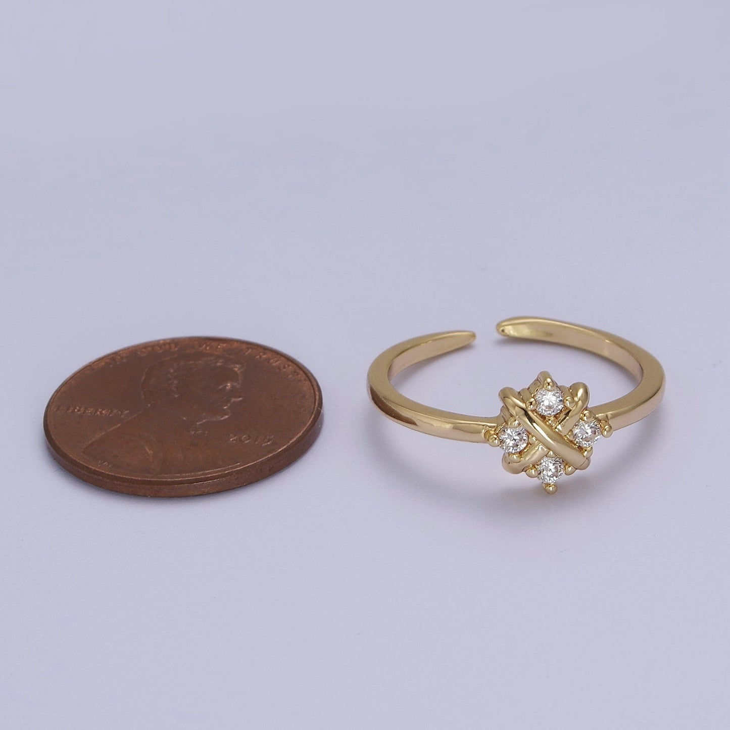 Dainty Gold Flower Ring Open Adjustable Ring S-529
