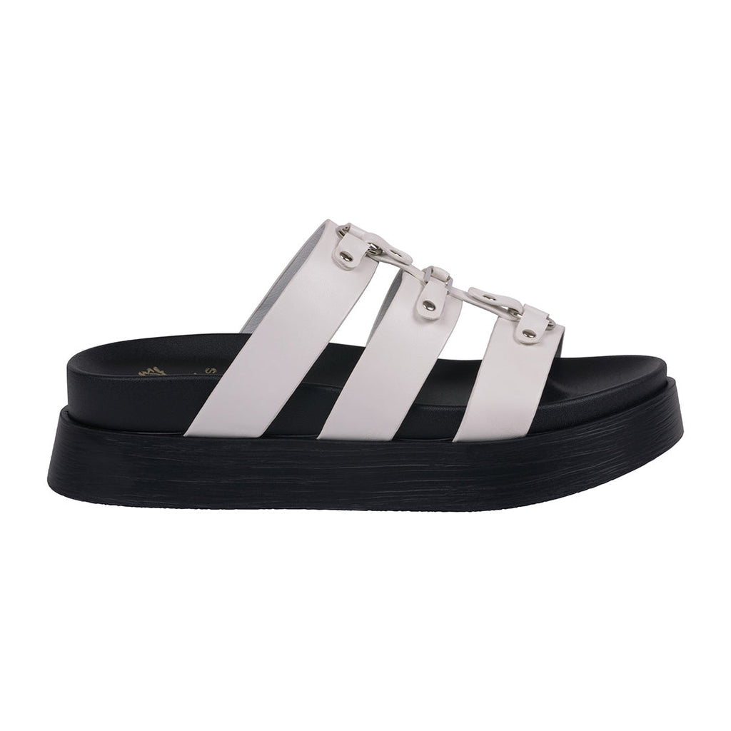 Women's Stevie White Strappy Slide Platform Sandals