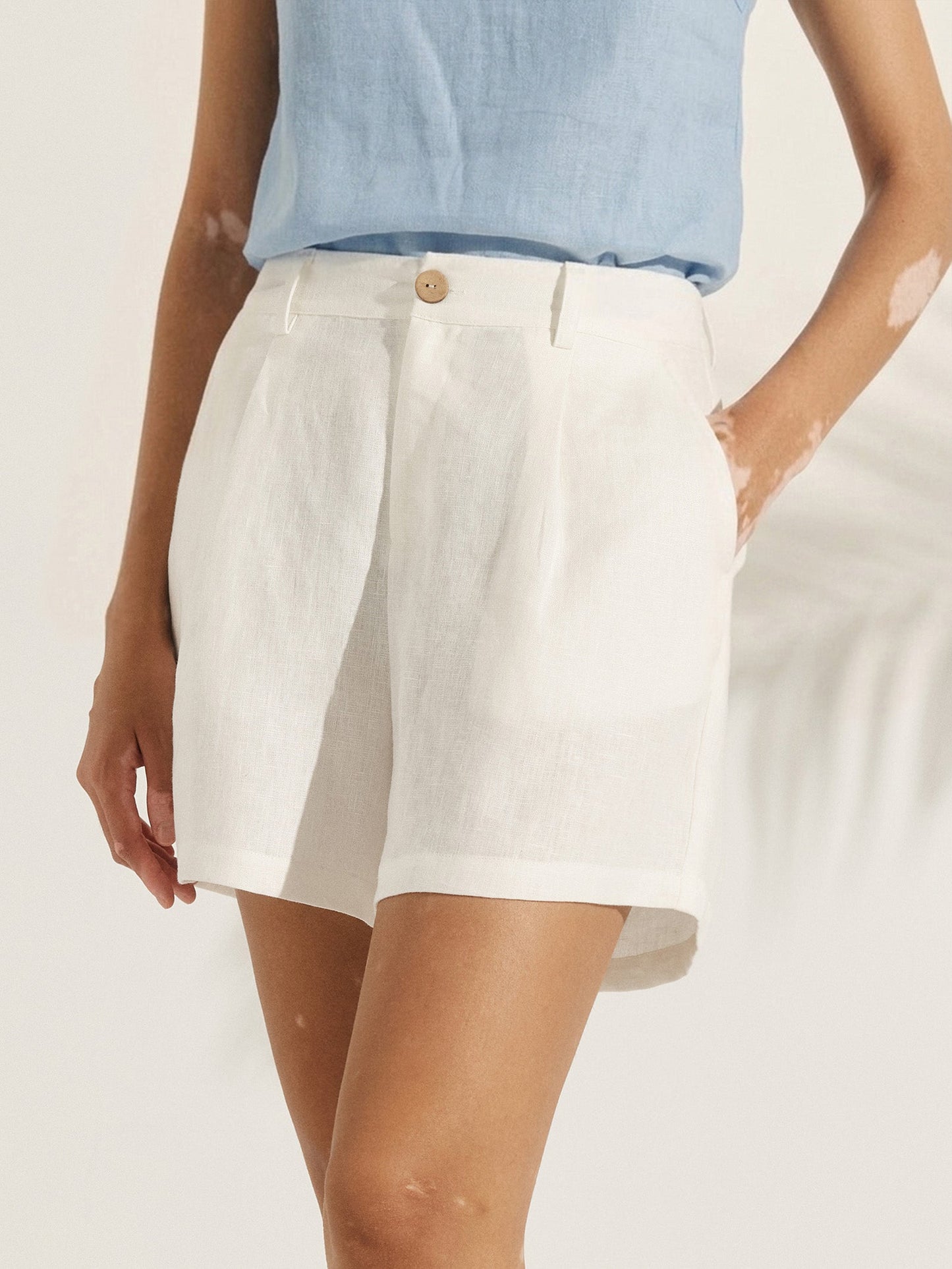 100% Linen Pleated Shorts ELLEN