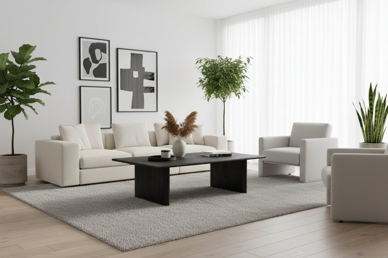 Grackle Solid Wood Coffee Table- Black