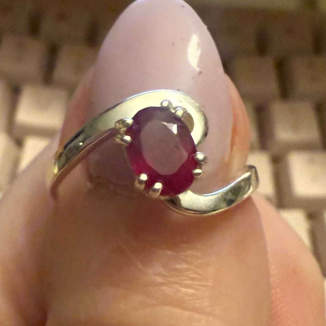 Ruby Spiral Sterling Silver Ring