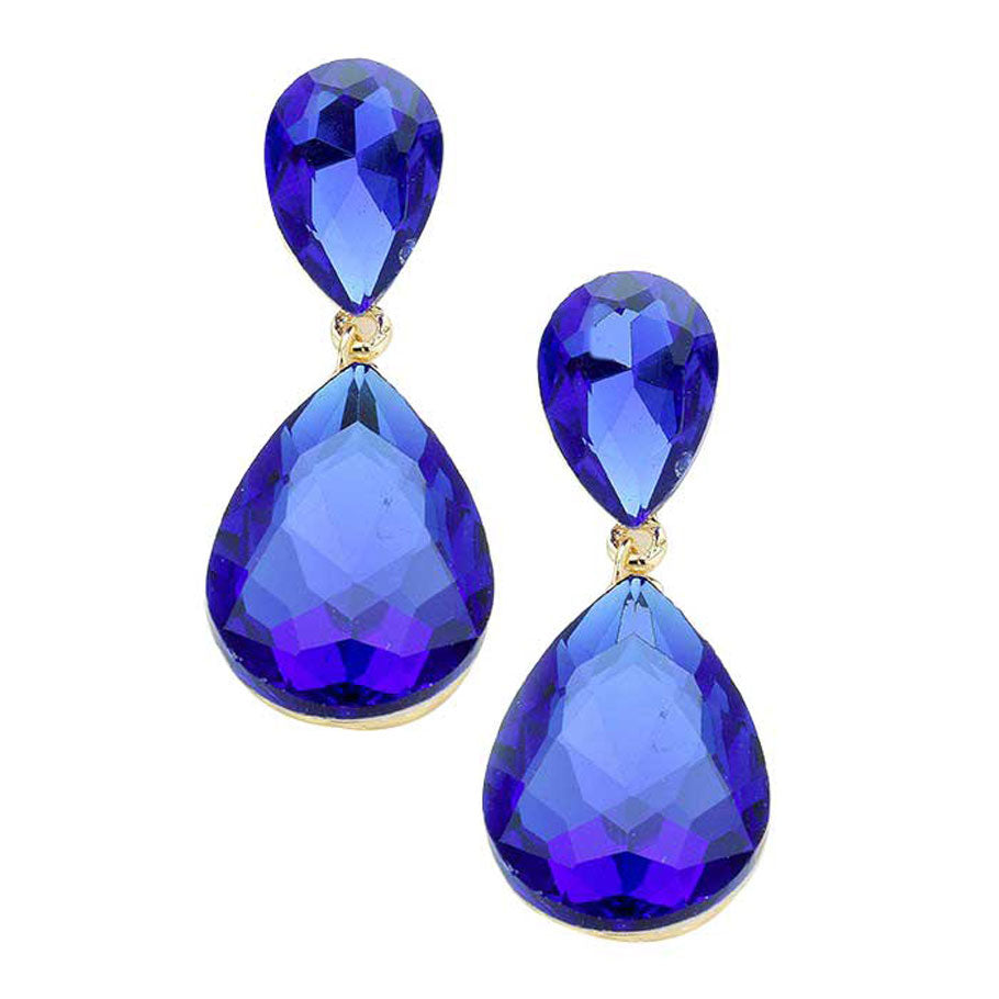 Women's Glass Crystal Teardrop Evening Dangle Earrings