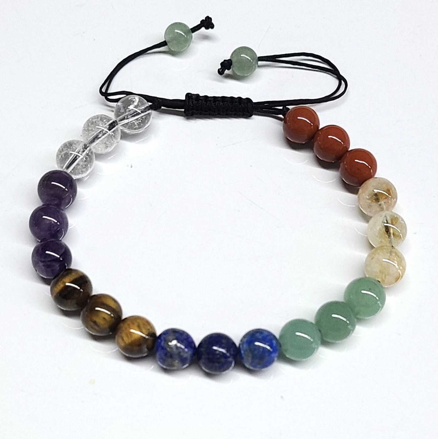Chakra Stones Adjustable Round Bead Bracelet 8mm - Aligned Power