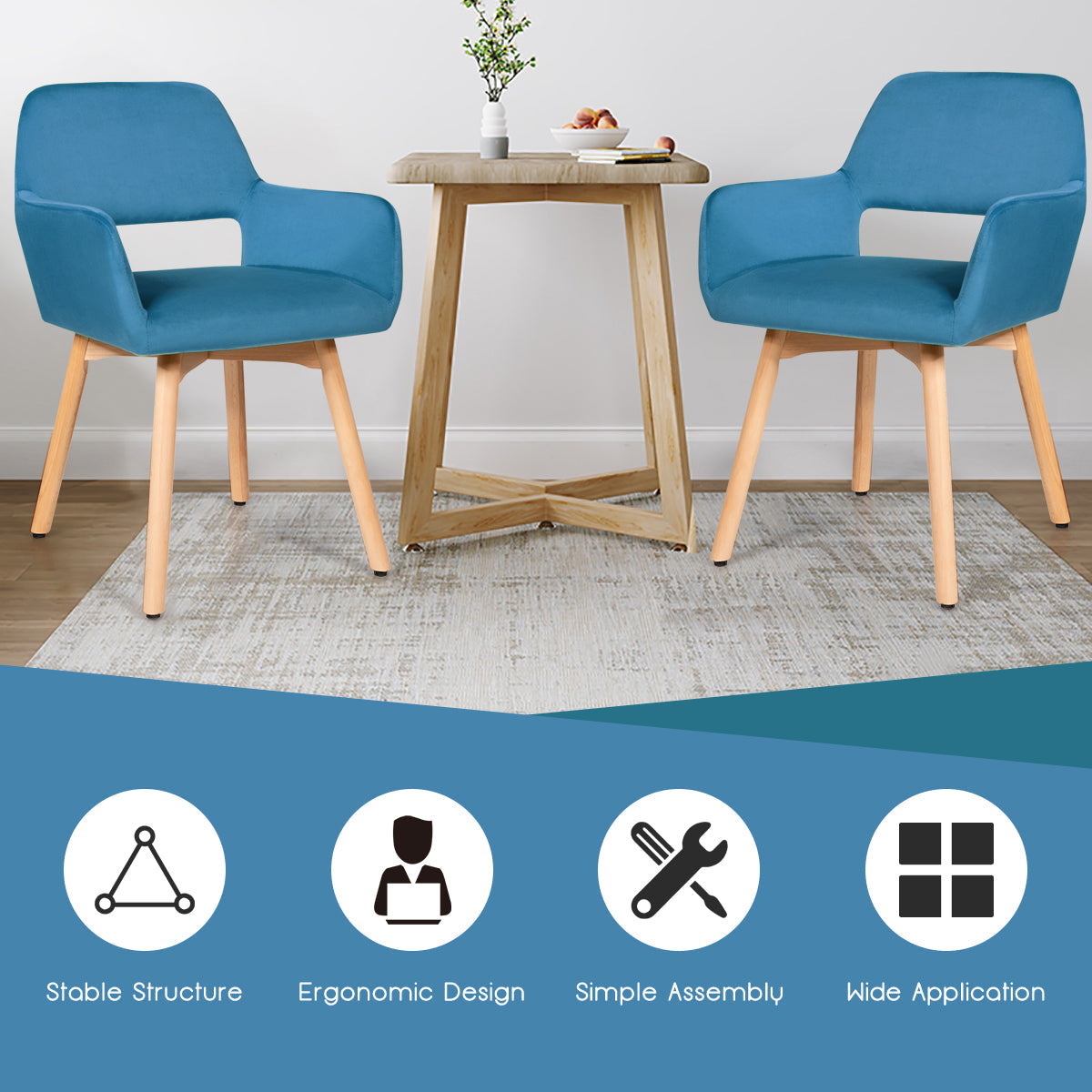 Set of 2 Modern Accent Armchairs