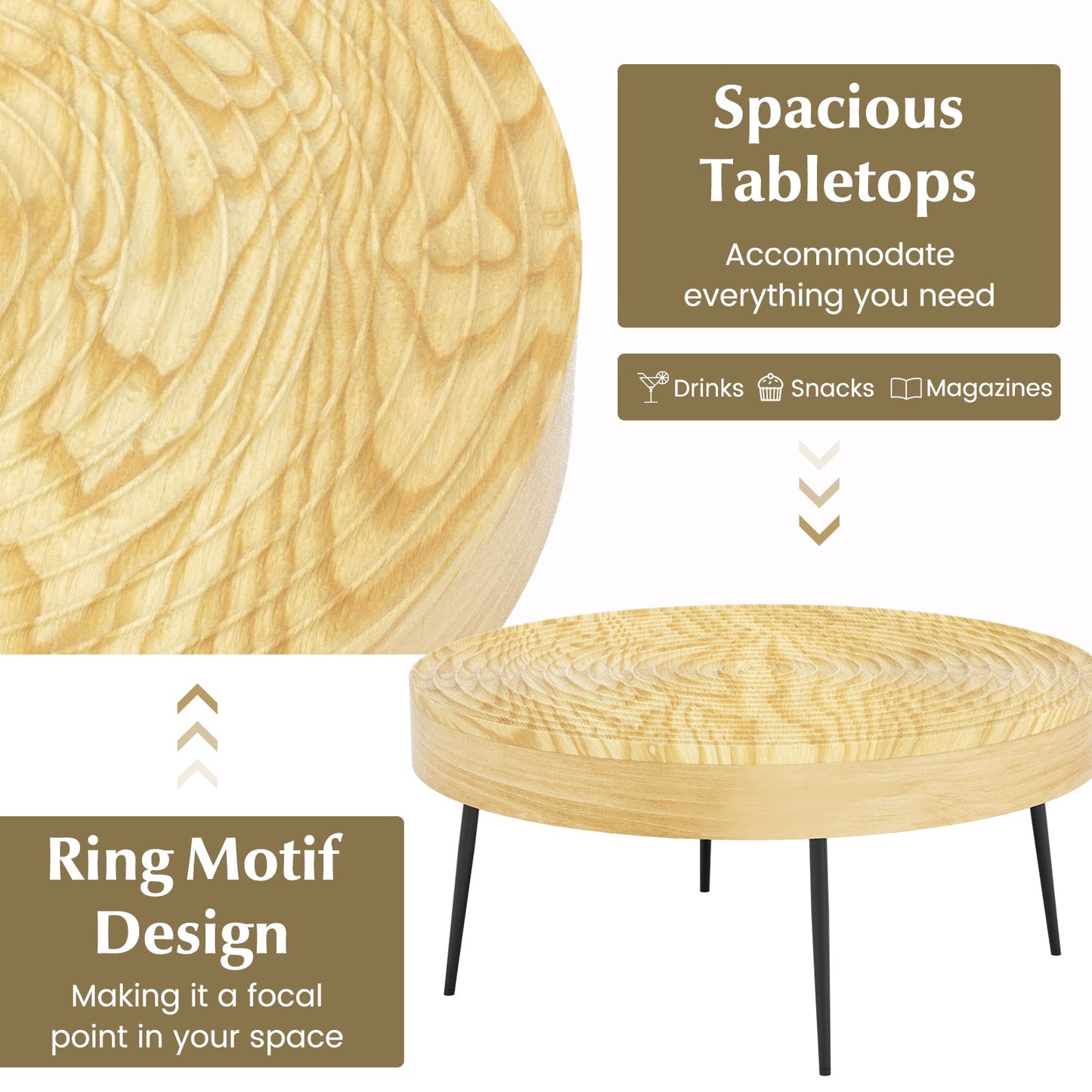 Set of 2 Solid Wood