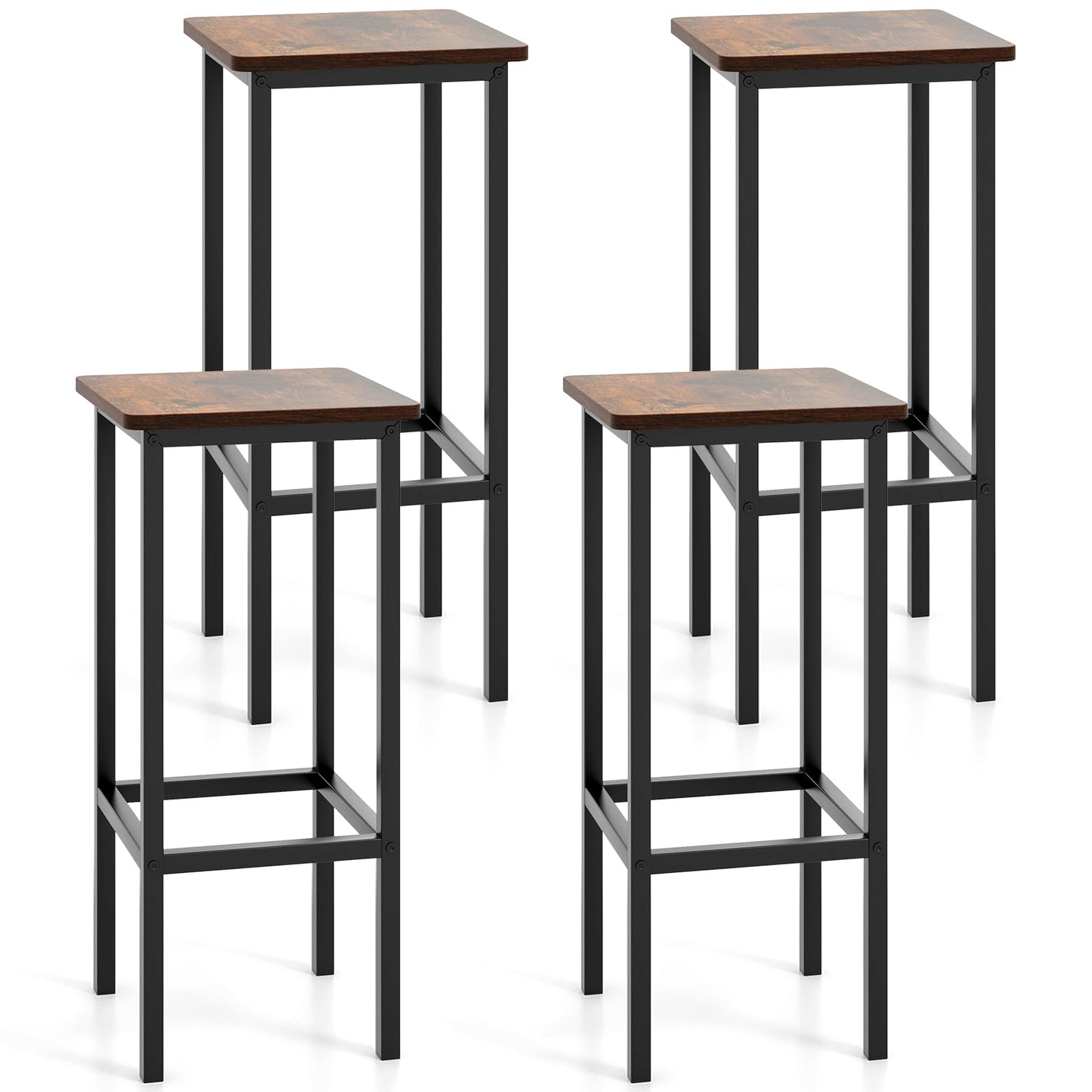 Set of 4 Bar Stool Set 26 Inch Bar Chair with Metal Legs and Footrest