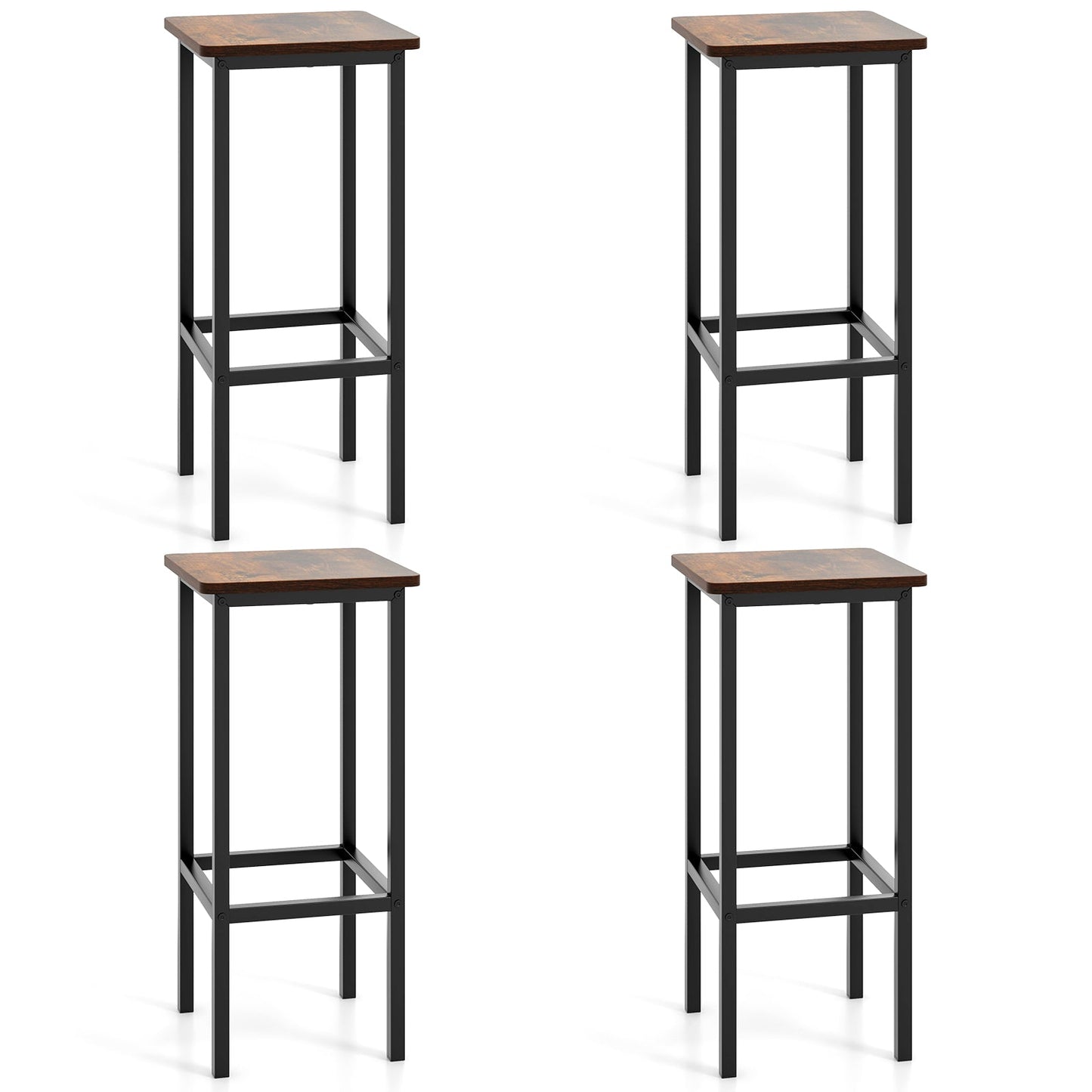 Set of 4 Bar Stool Set 26 Inch Bar Chair with Metal Legs and Footrest
