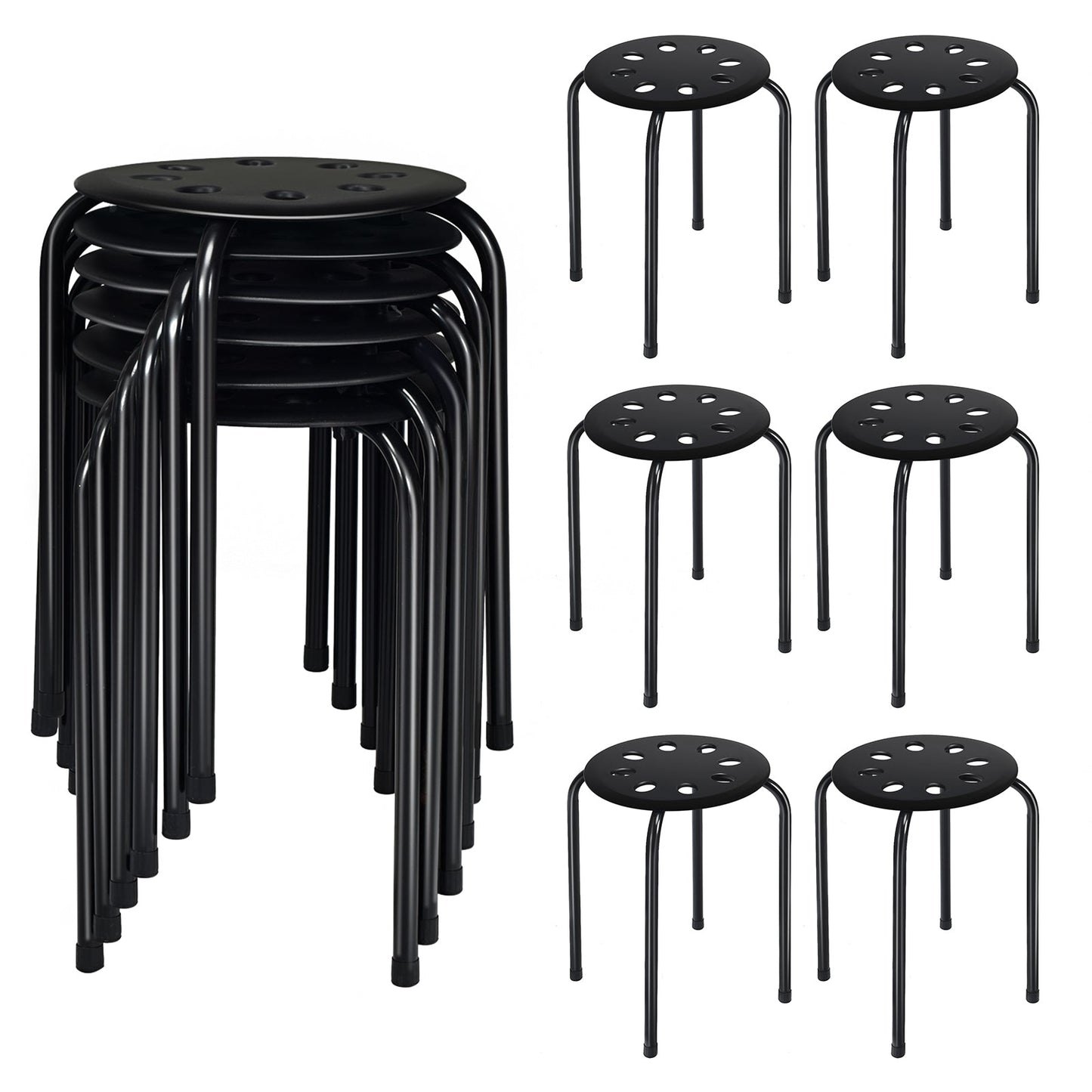 Set of 6 Portable Plastic Stack Stools