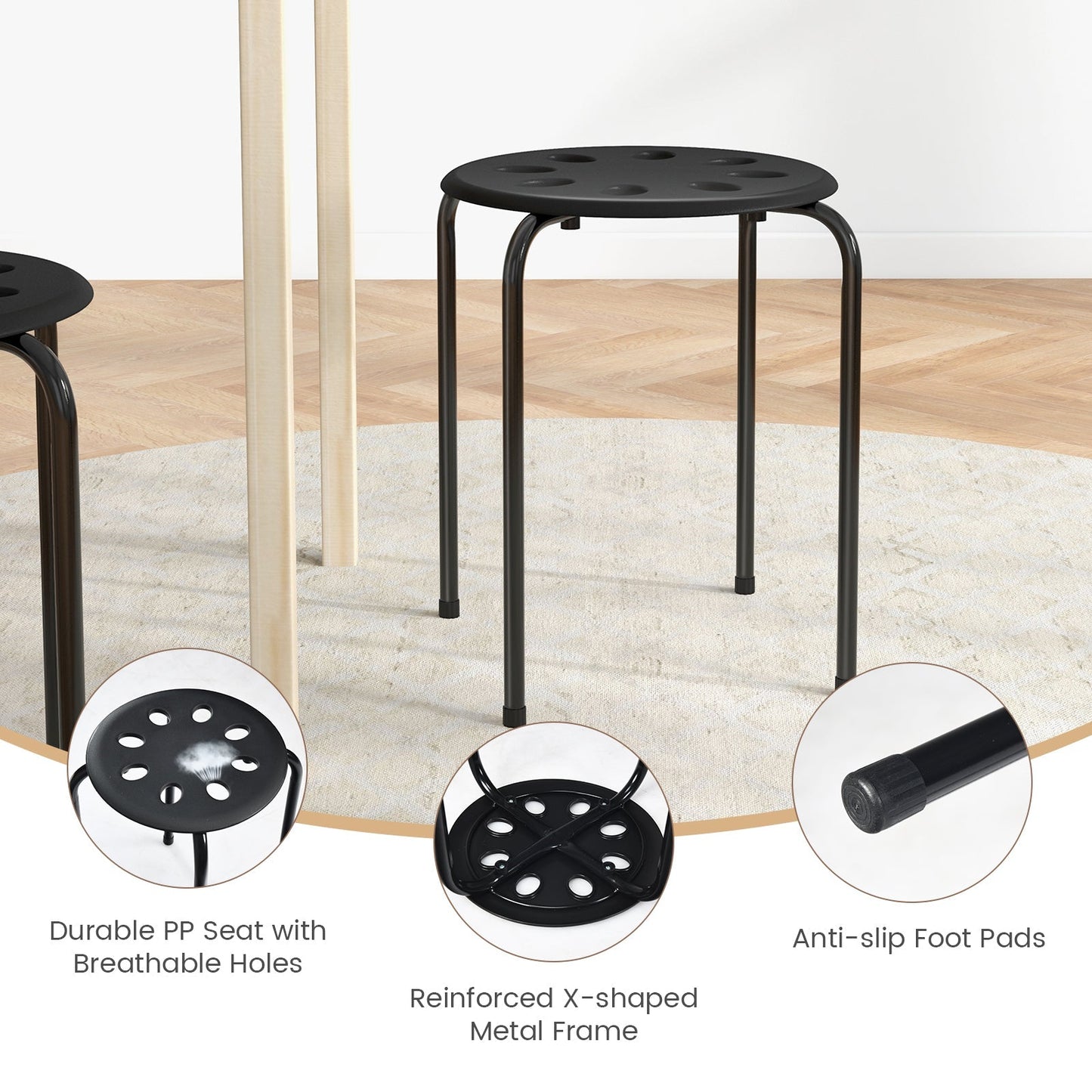 Set of 6 Portable Plastic Stack Stools
