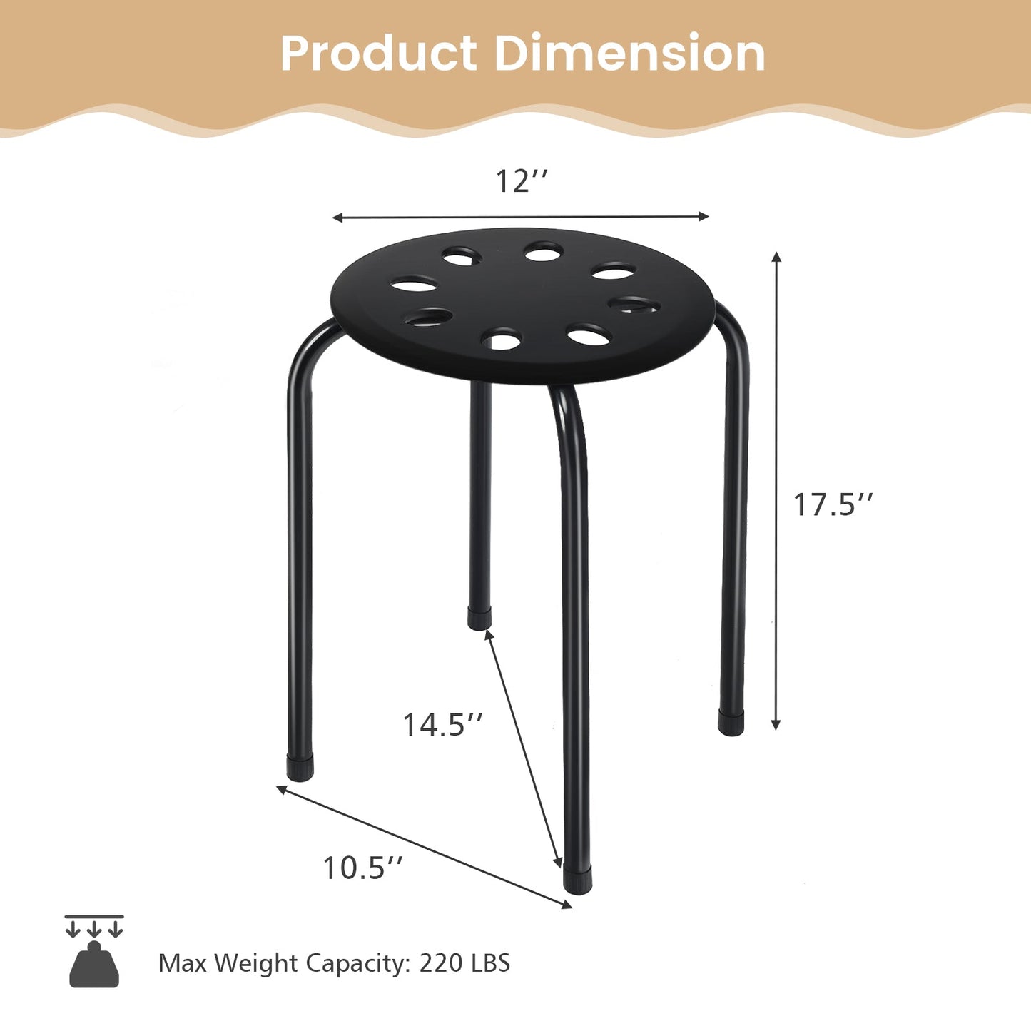 Set of 6 Portable Plastic Stack Stools