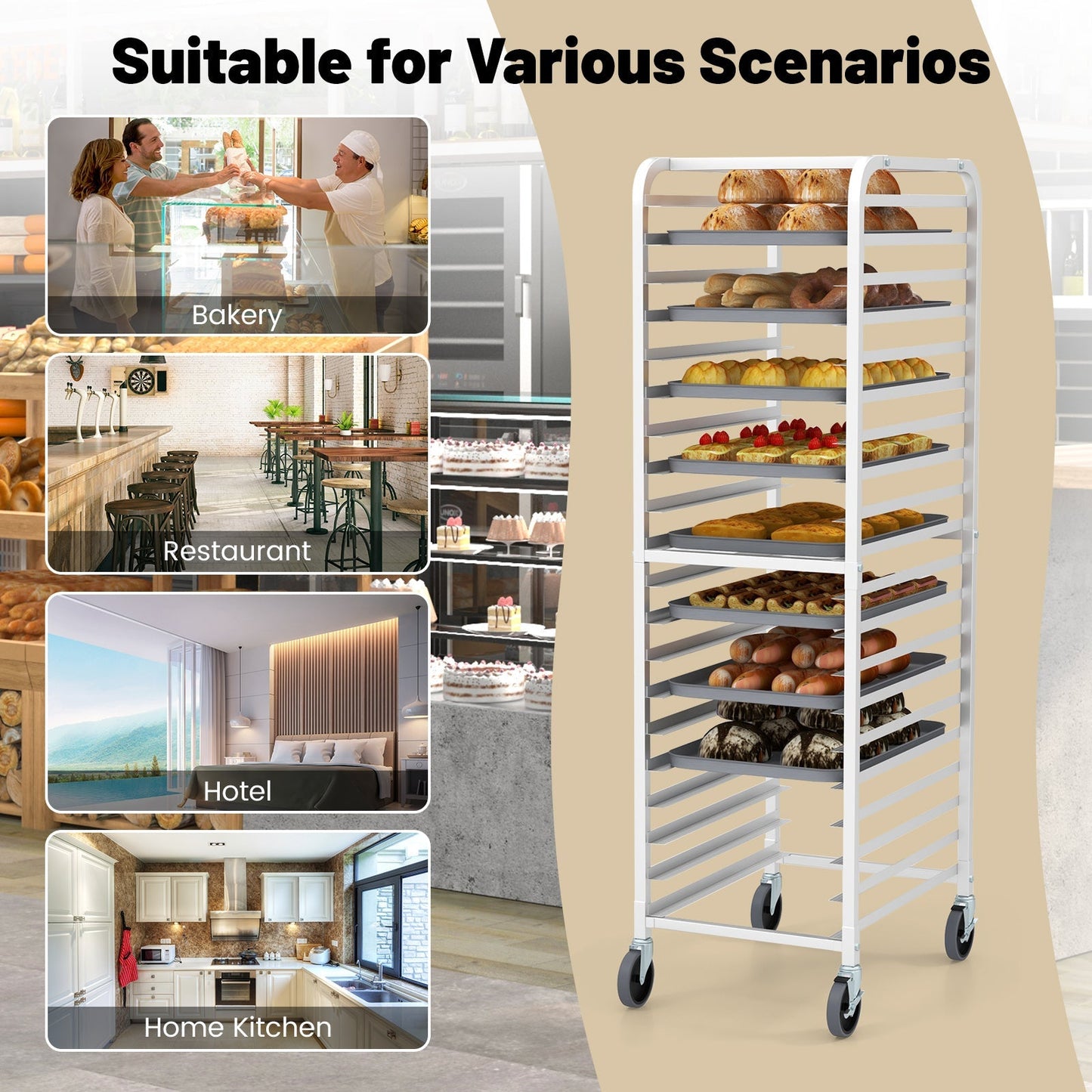 26 x 20 x 70 Inch 20 Sheet Aluminum Pan Rolling Bakery Rack
