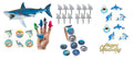 41 Piece Shark Party Kit (ideal for medium size cake & added cupcakes with favors)