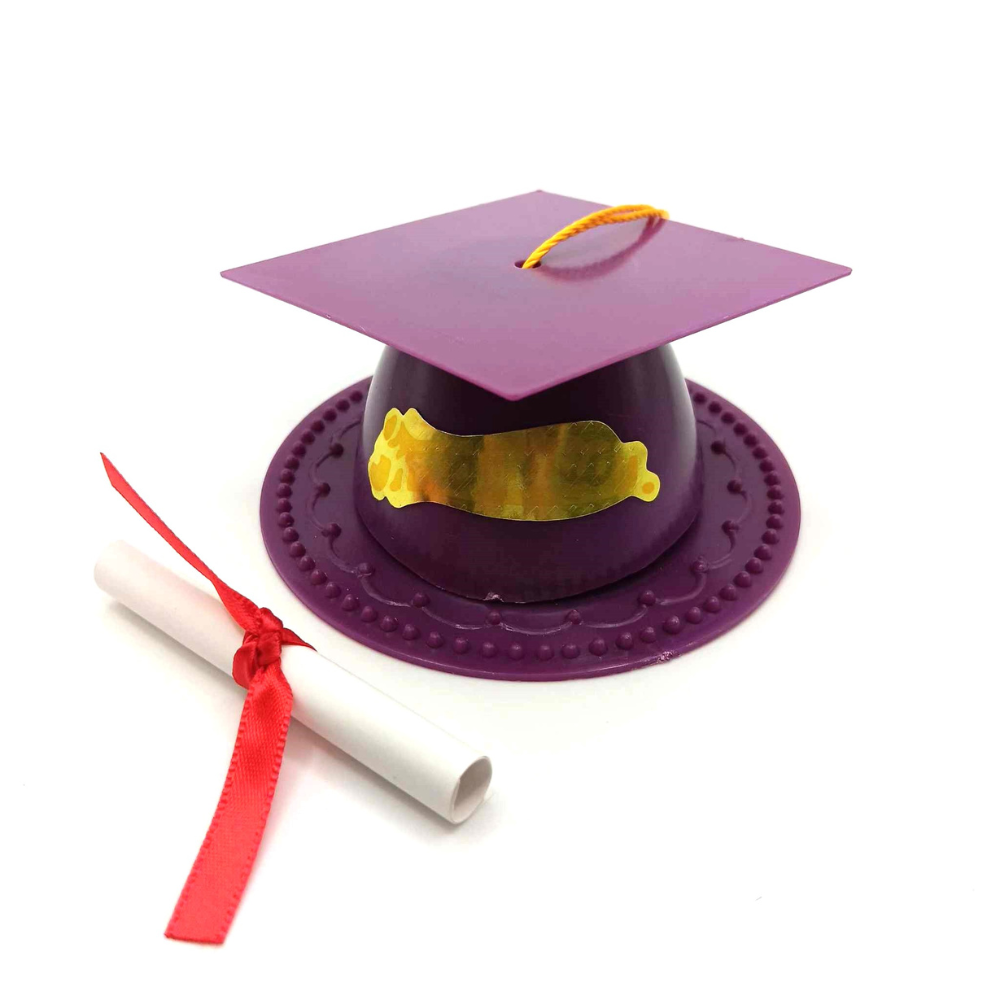 Dessus de gâteau de remise de diplôme 3,5" avec diplôme (plusieurs couleurs disponibles)