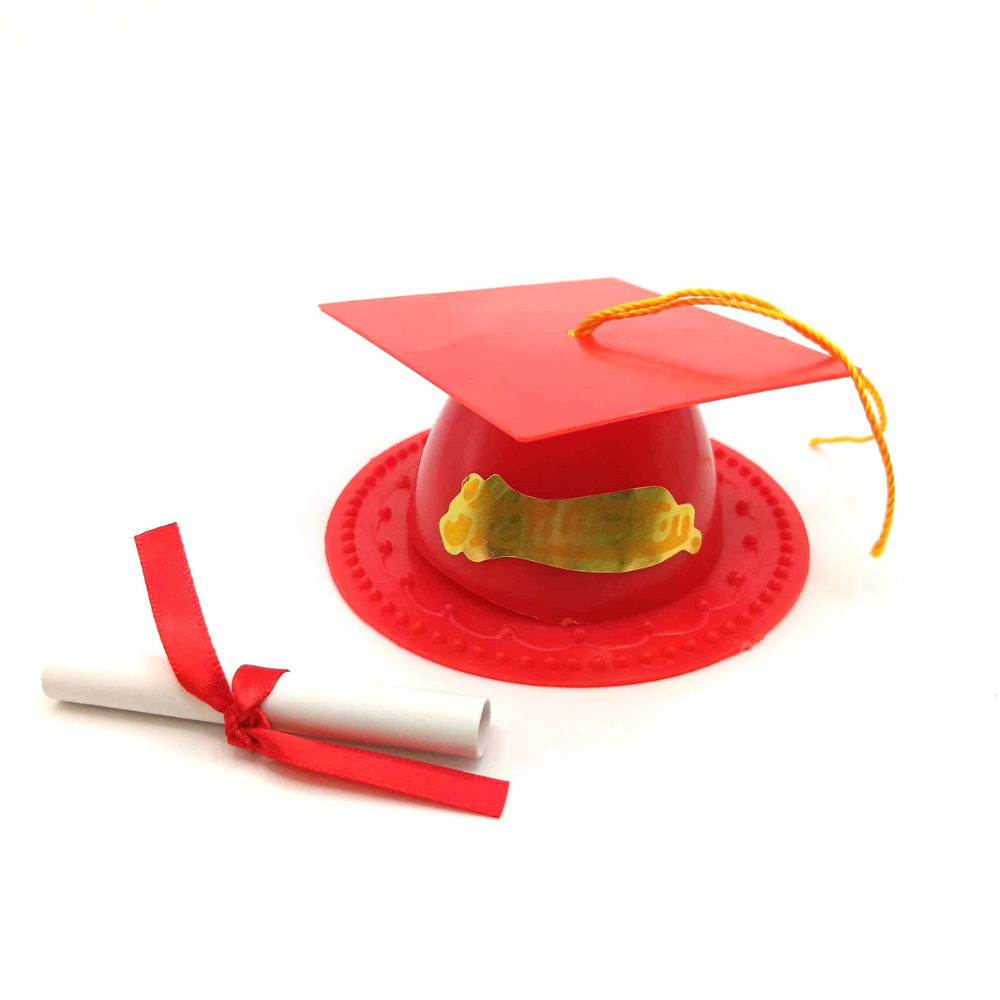 Dessus de gâteau de remise de diplôme 3,5" avec diplôme (plusieurs couleurs disponibles)