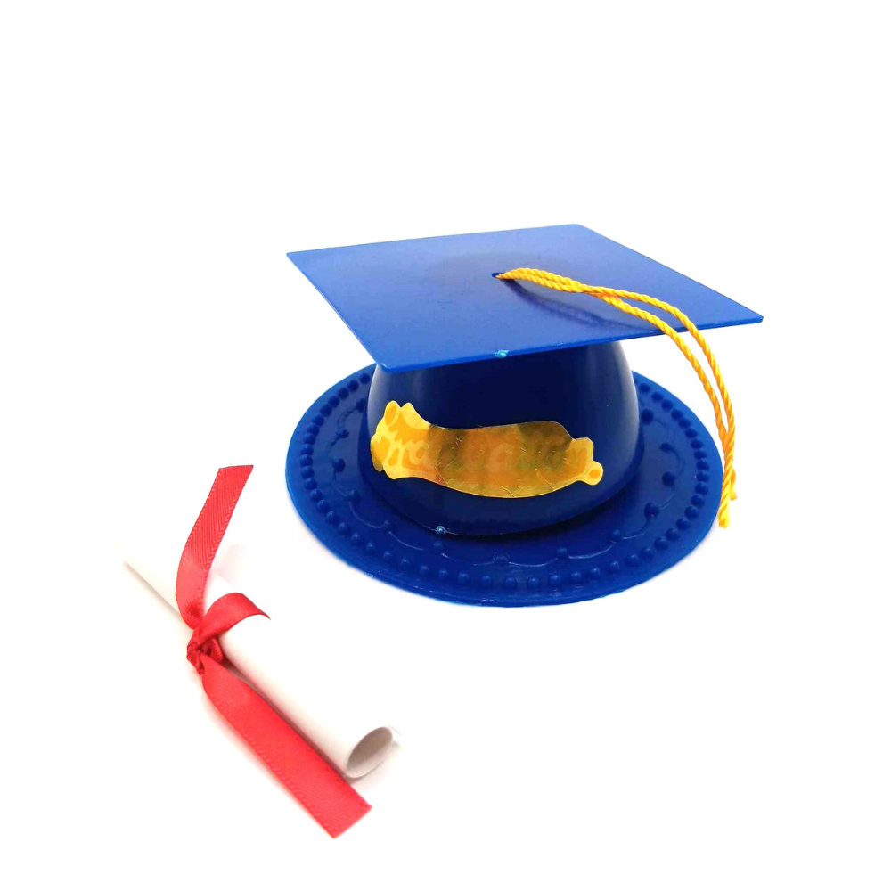Dessus de gâteau de remise de diplôme 3,5" avec diplôme (plusieurs couleurs disponibles)