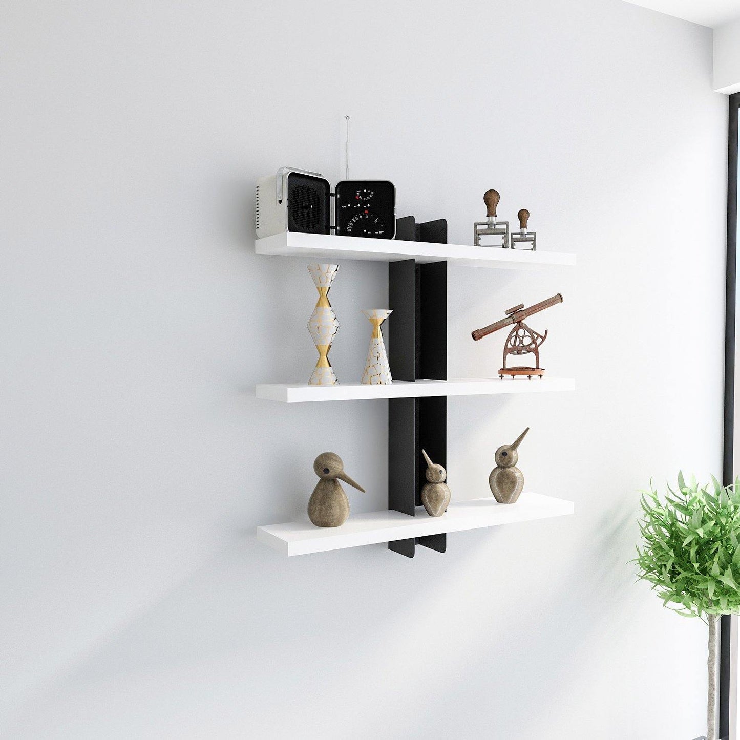 Mita 19'' Adjustable Metal Manufactured Wood Wall Shelf