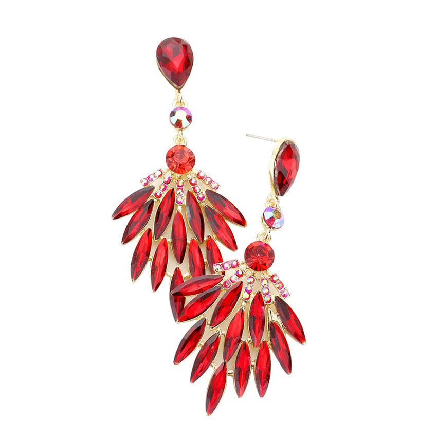 Trendy Marquise Stone Cluster Evening Earrings