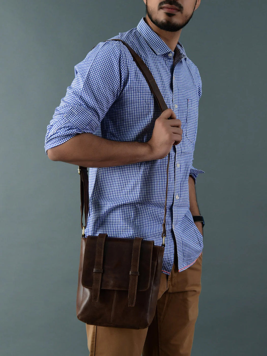 Side Leather Messenger Bag